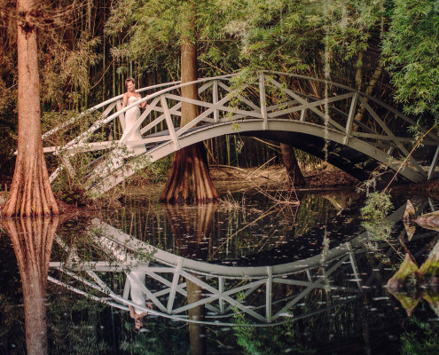 Bridal Portrait on Magnolia Plantation Bridge