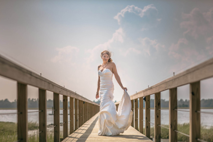 Bride on Lowndes Grove Plantation Dock