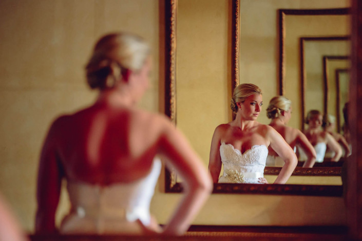 bride in mirror