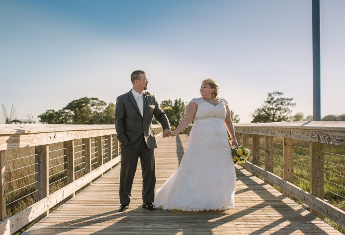 Holding hands on the pier