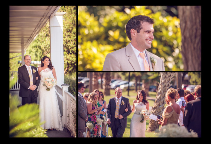 The bride comes down the aisle