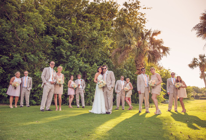 Wedding Party Portrait on the Links at Patriot Point