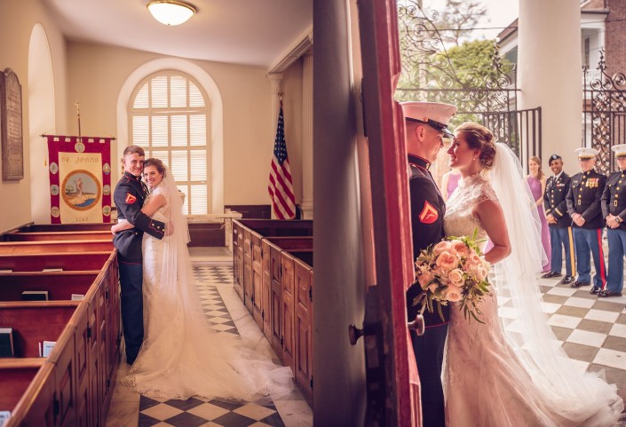 Bride and Groom Portraits in Church