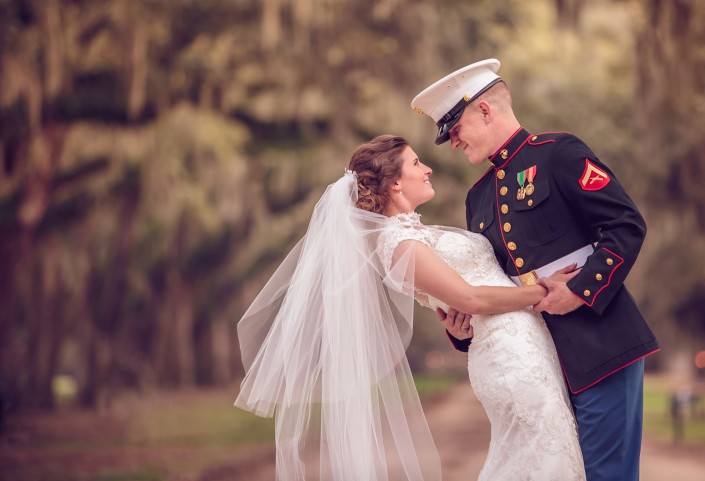 Bride at Boone Hall Avenue of Oaks