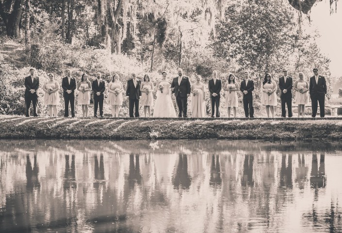 Wedding Party Black and White at Mepkin Abbey