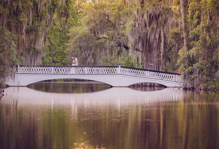 White Bridge Bride and Groom