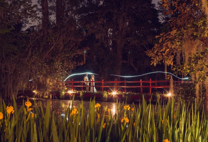 The red bridge at Magnolia Plantation