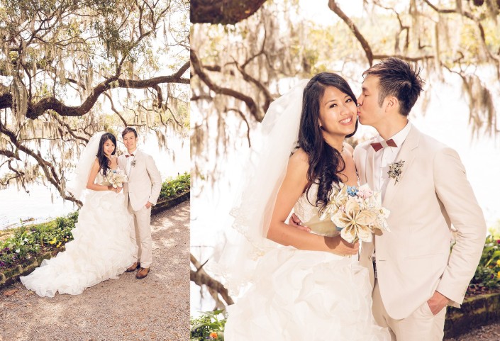 Bride and Groom next to the Ashley River