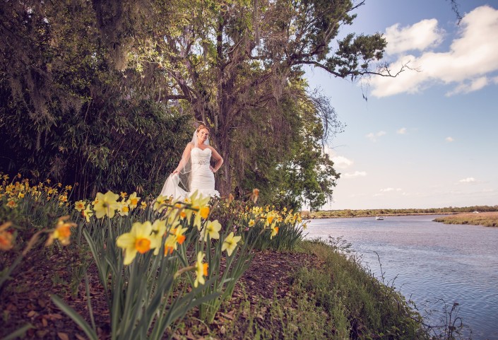 Bridal Portrait Over the Ashley River