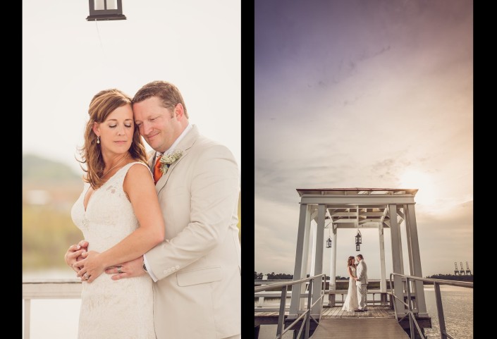 Bride and Groom Portraits on the Pier Gazebo