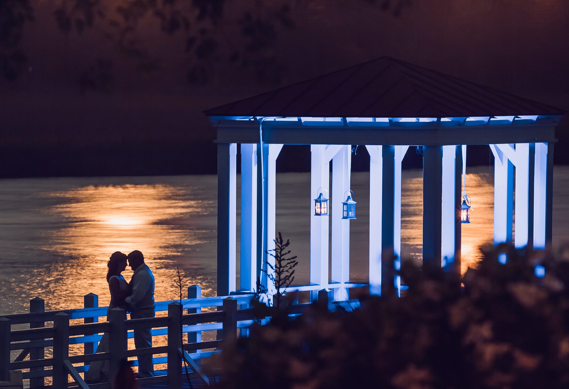 Bride and Groom on the Pier at Creek Club at I'On