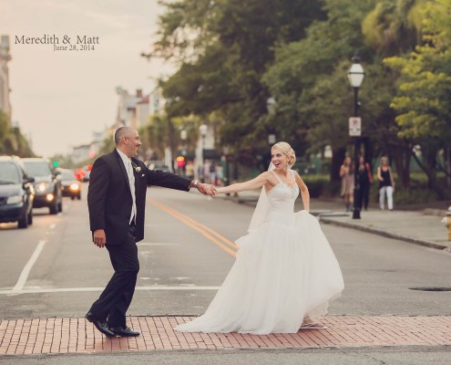 Bride and Groom Crossing King Street