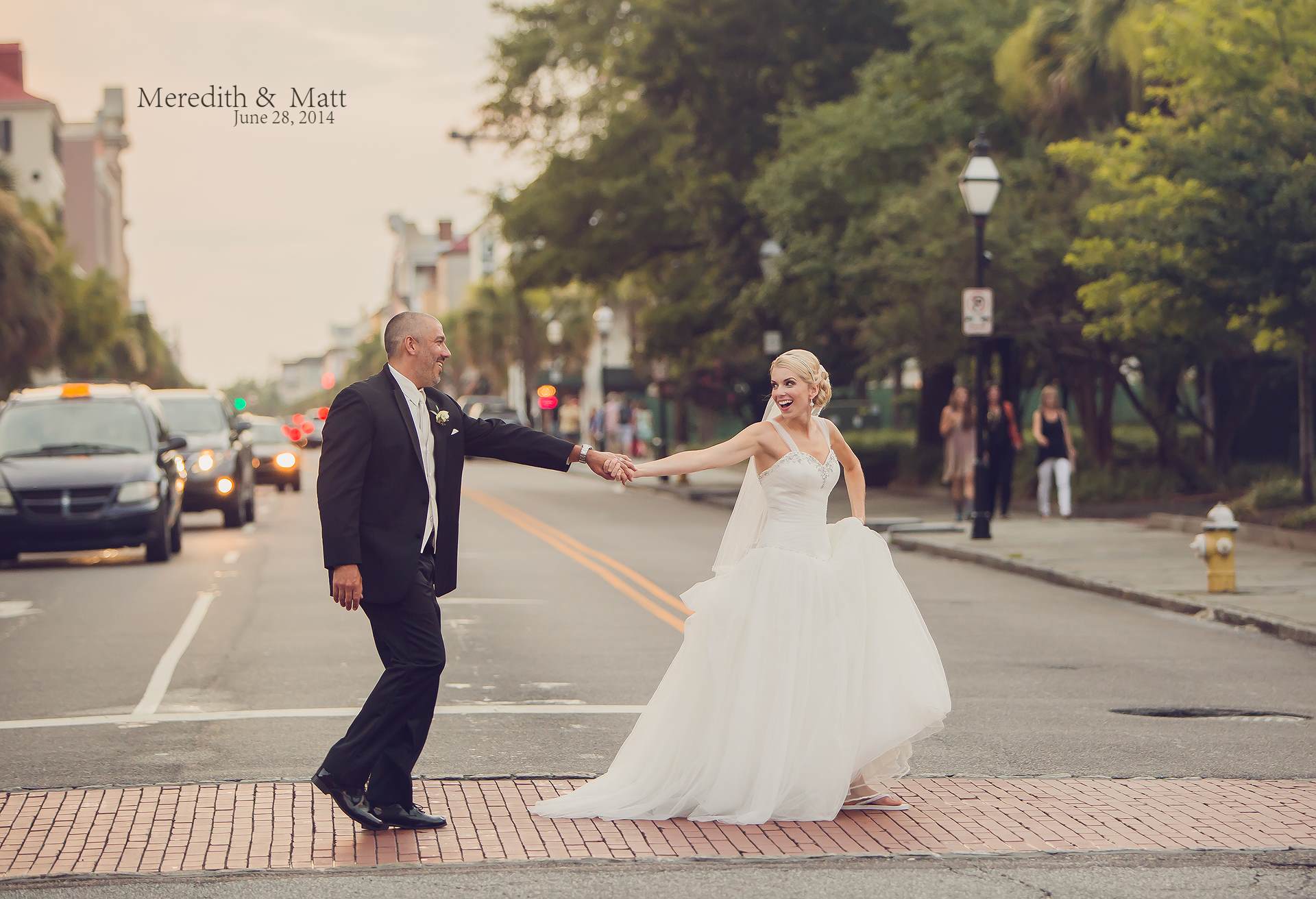 Bride and Groom Crossing King Street