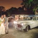 Classic car wedding getaway vehicle