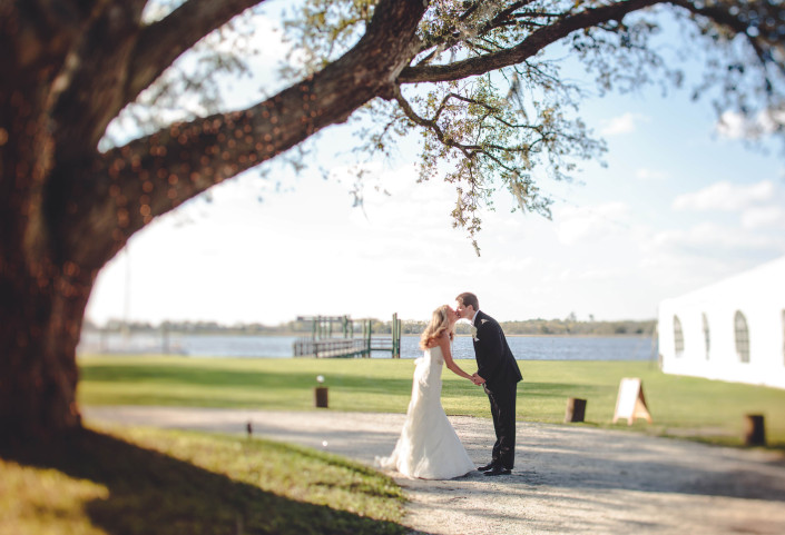 Large Oak Tree Bride and Groom