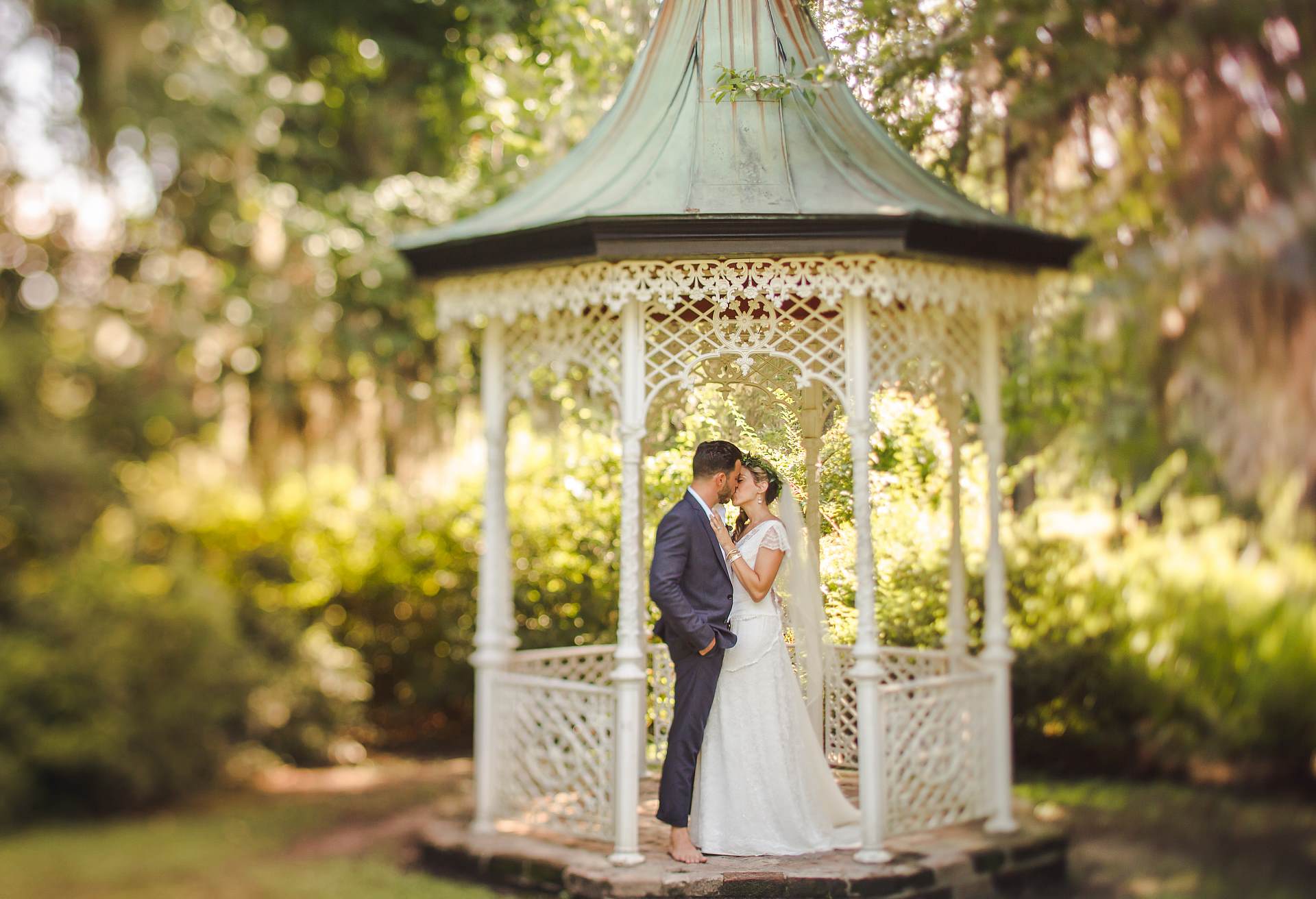 Magnolia Gazebo Bride and Groom