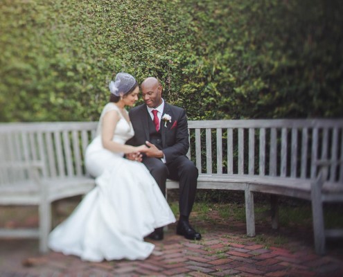 Ivy wall bride and groom, wedding