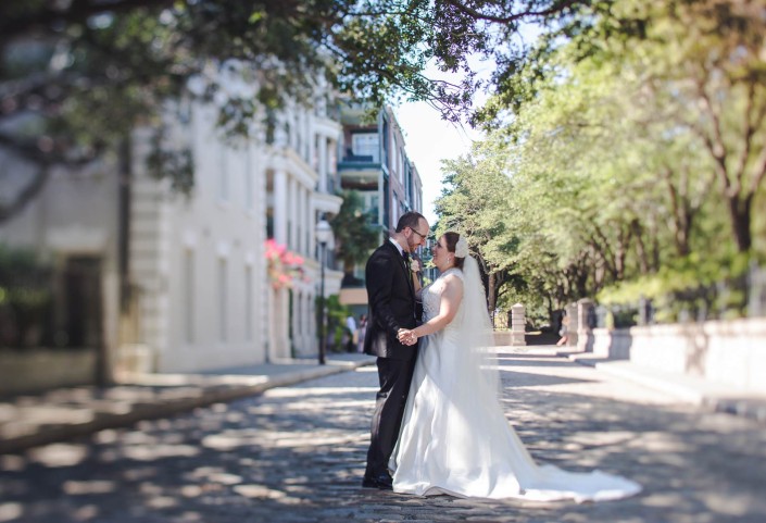 Downtown Charleston Bride and Groom Portrait