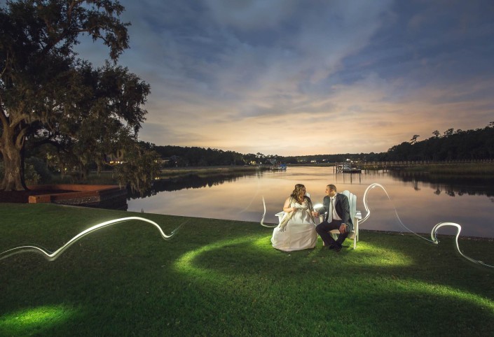 River Wedding Night Portrait