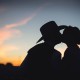 cowboyhat sunset portrait bride and groom