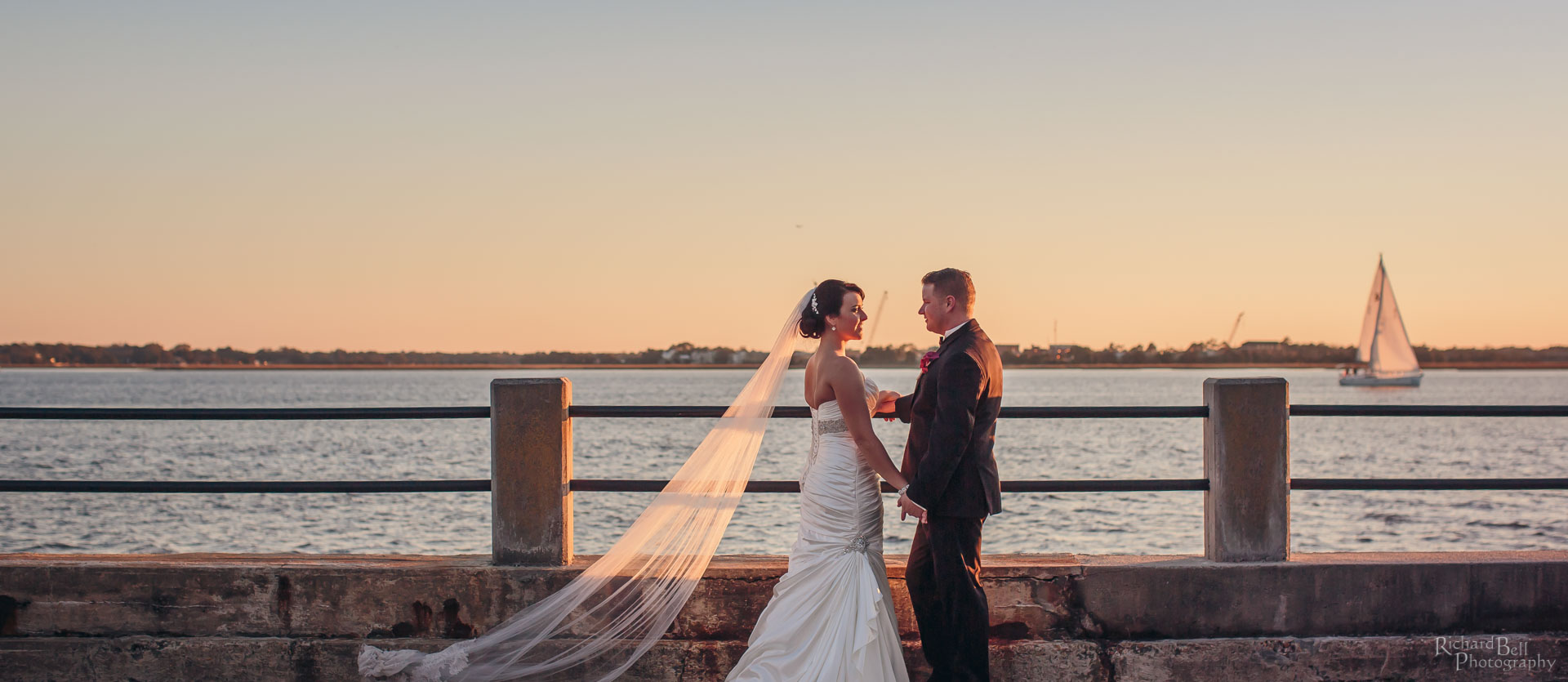 Bride and Groom at Charleston Battery