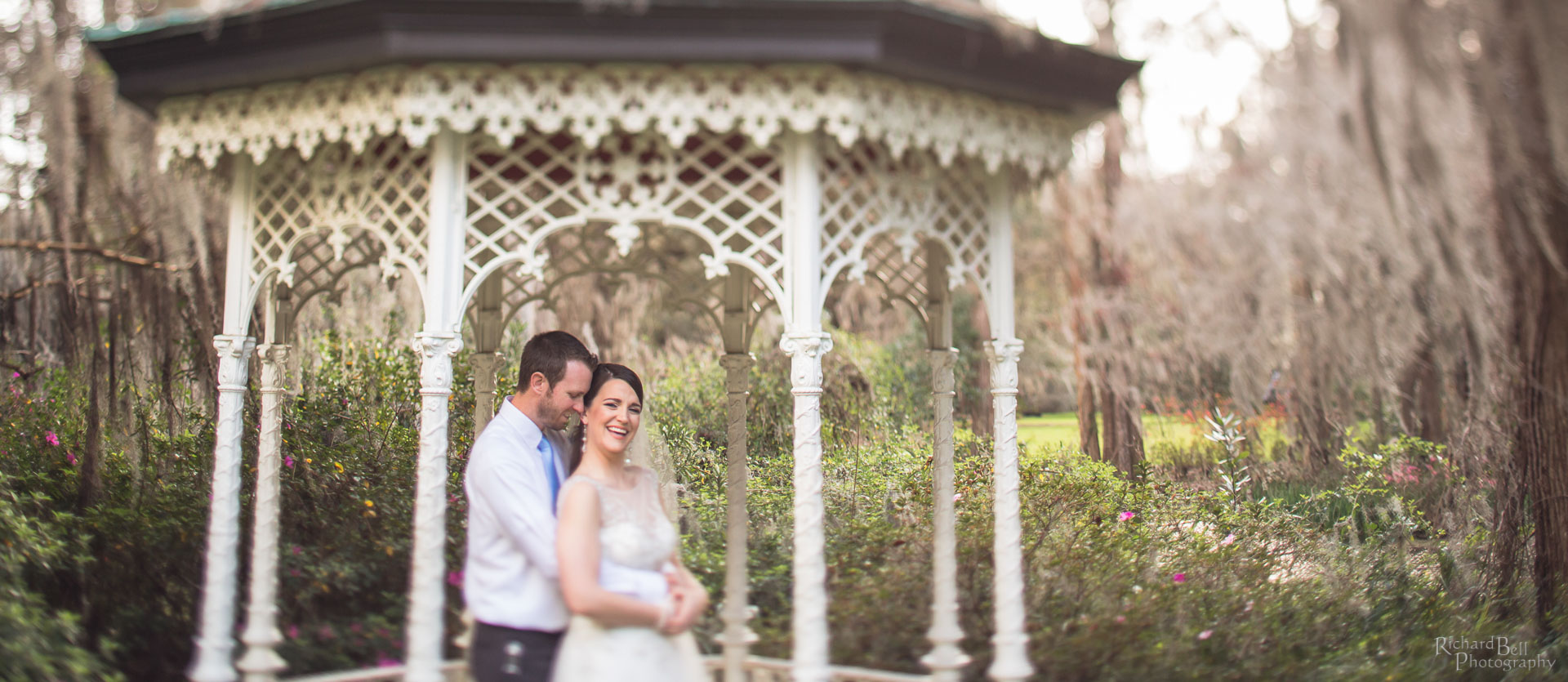 Bride and Groom in Gazebo