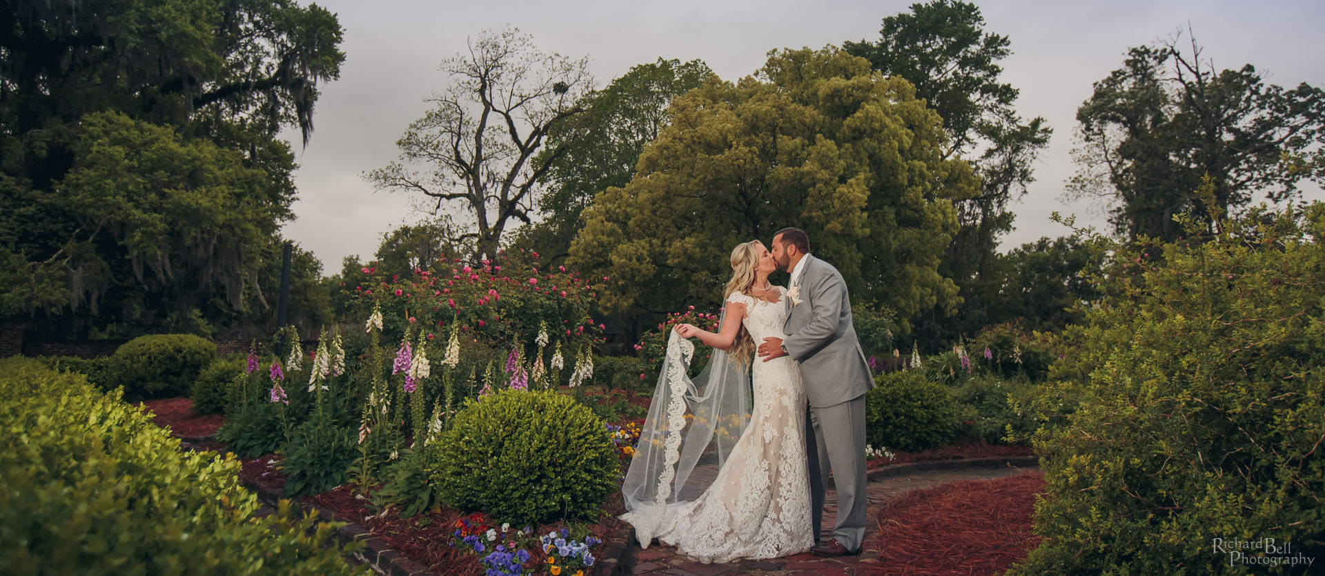 Bride and Groom in Garden