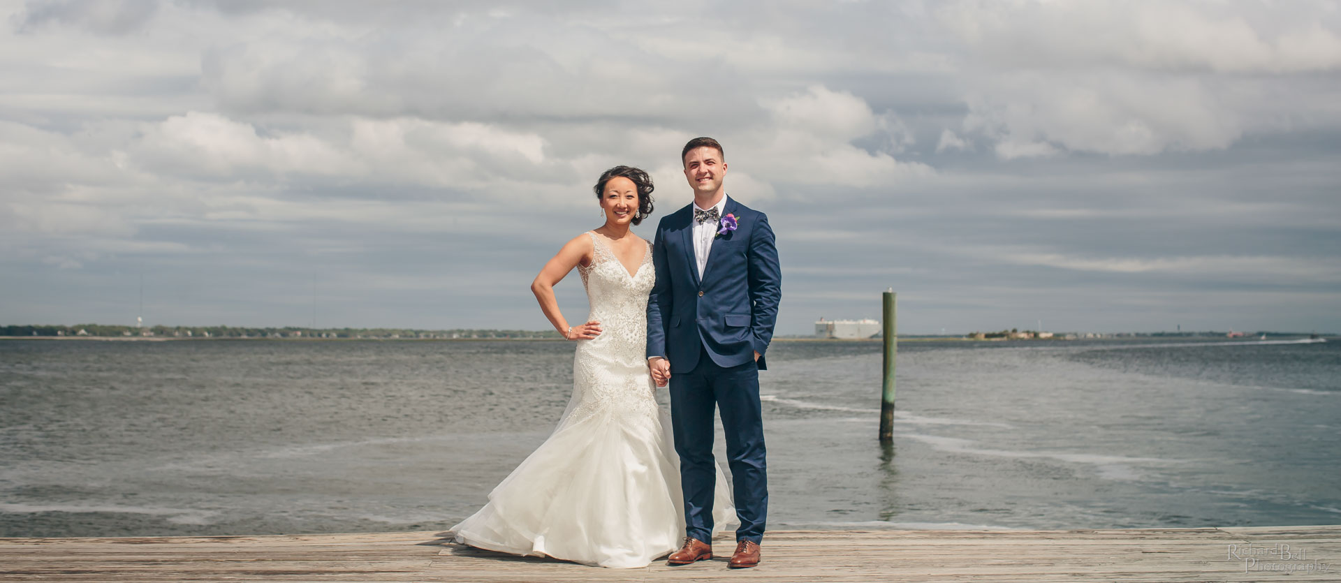 Bride and Groom on dock