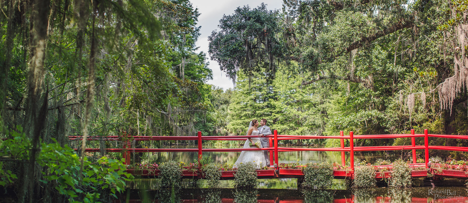 Bride and Groom on Red Bridge