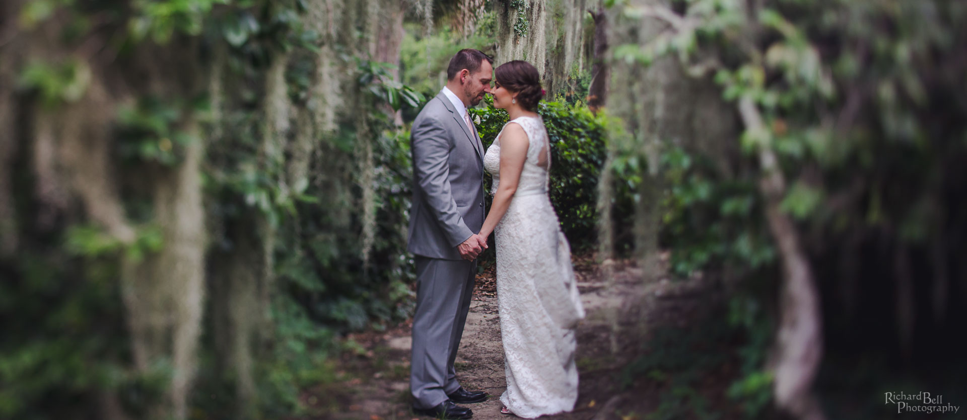 Bride and Groom with Spanish Moss