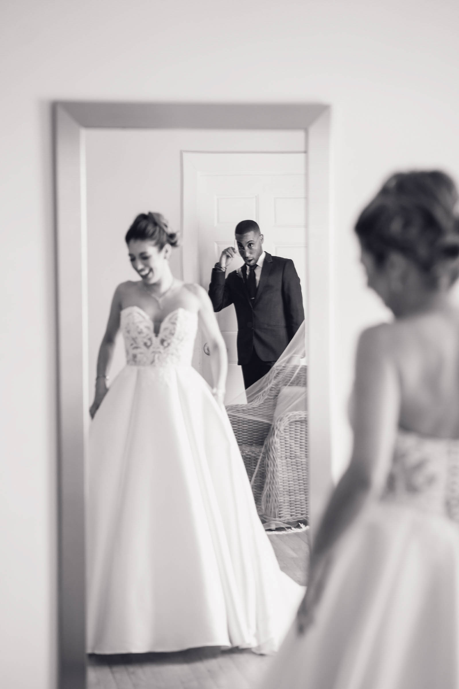 The Bride's Best friend sees her in her dress at Alhambra Hall